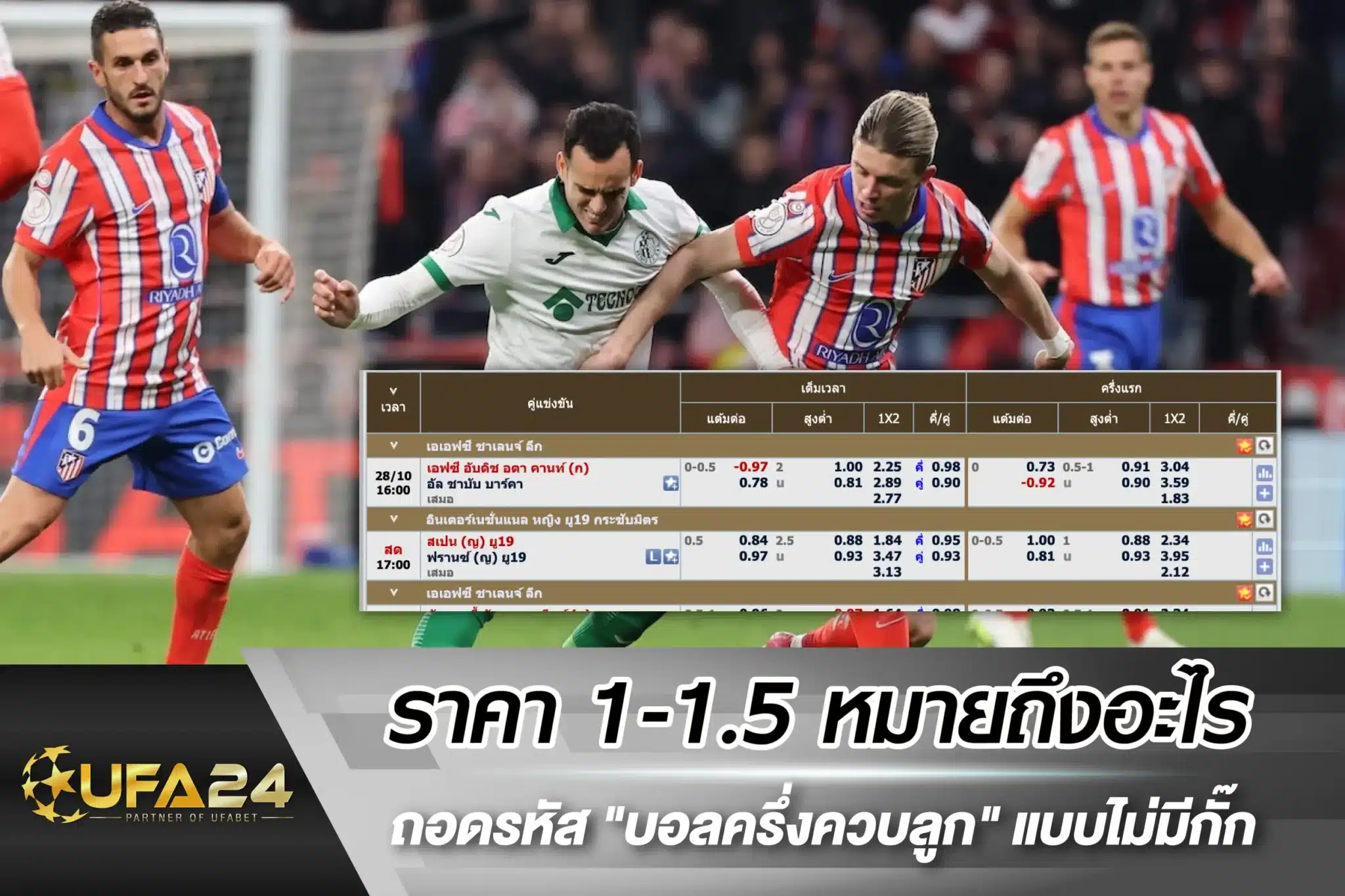 ราคา 1-1.5 หมายถึงอะไร ถอดรหัส "บอลครึ่งควบลูก" แบบไม่มีกั๊ก